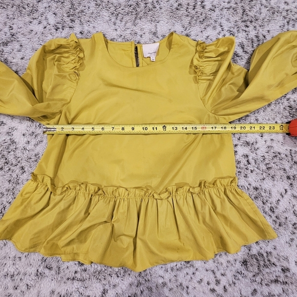 Cinq À Sept SZ S Jackie Puffy Sleeve Ruffle Trim Loose Fit Regencycore Blouse - Picture 7 of 12